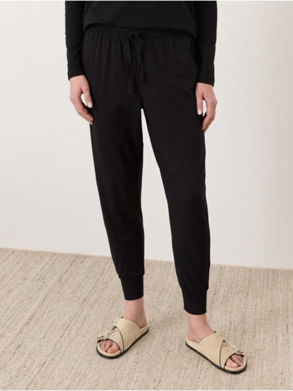 Pact Women's Luxe Essential Jogger Black Organic Cotton Loungewear Size XL